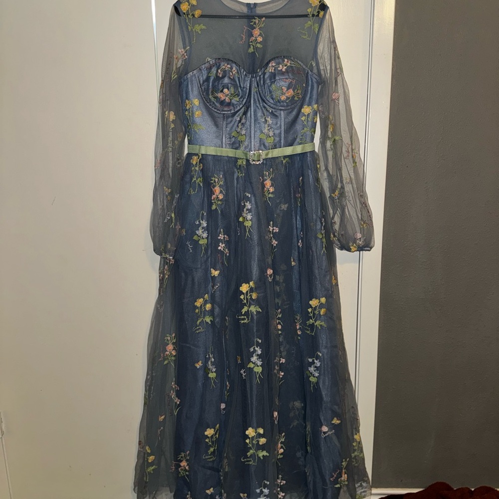 Zara Sheer Blue Floral Dress